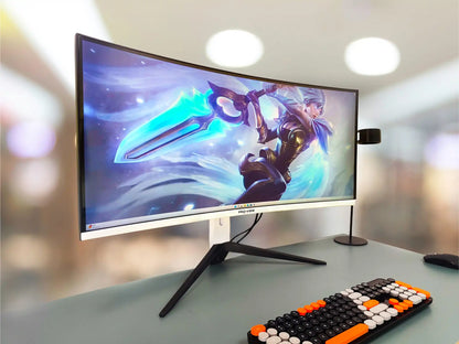 Monitor 34 ", 180Hz, 3440x1440, curved, 1MS, white, RGB backlight. Model MD-Q3401W, Gamers Monitor, Gaming