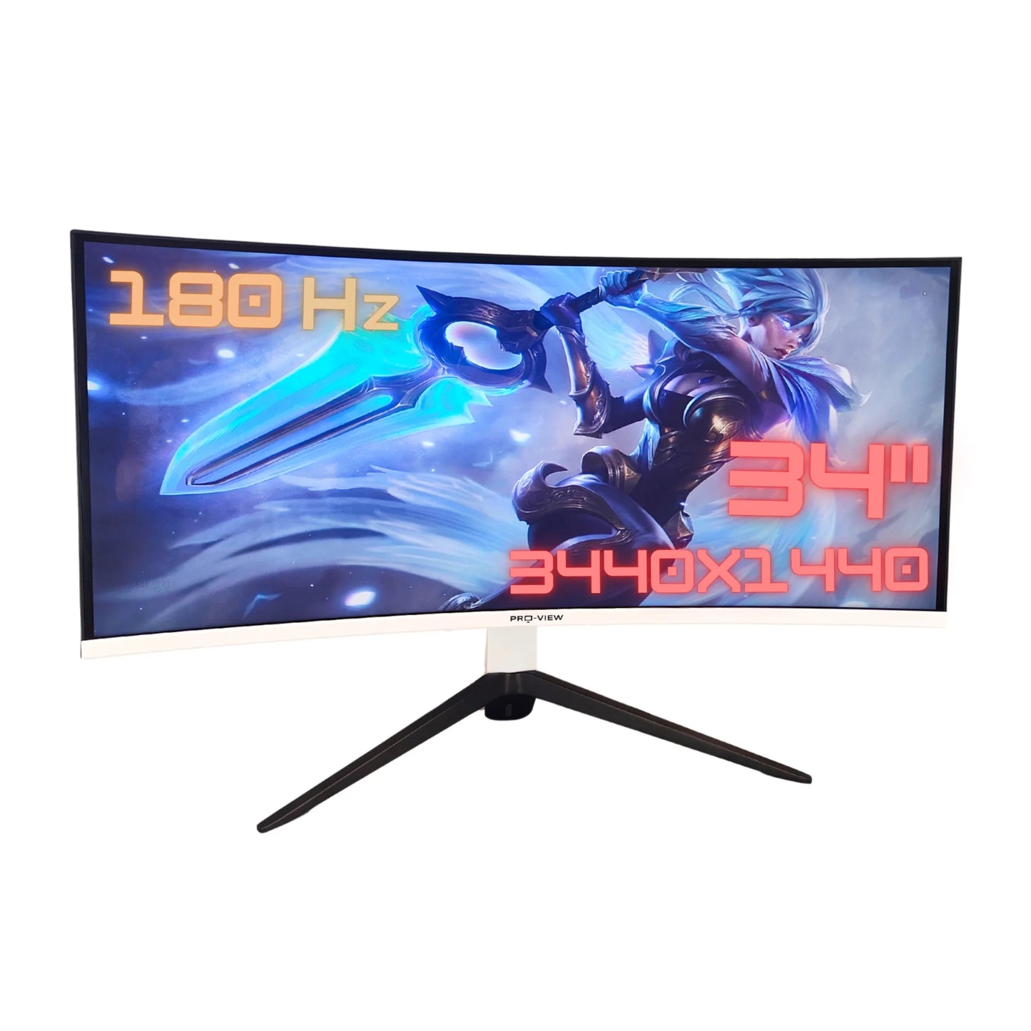 Monitor 34 ", 180Hz, 3440x1440, curved, 1MS, white, RGB backlight. Model MD-Q3401W, Gamers Monitor, Gaming