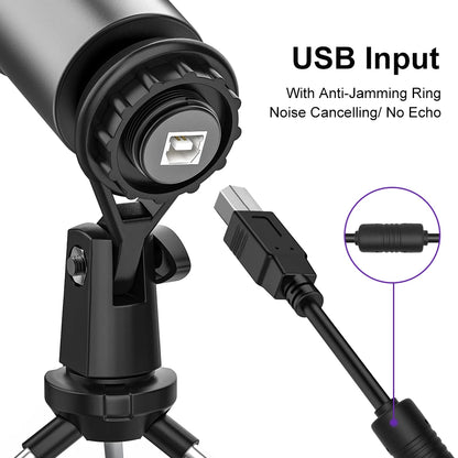 New Bee DM18 USB Microphone Condenser Professional Mic with Shock Mount for Computer Laptop Gaming Streaming Recording Studio