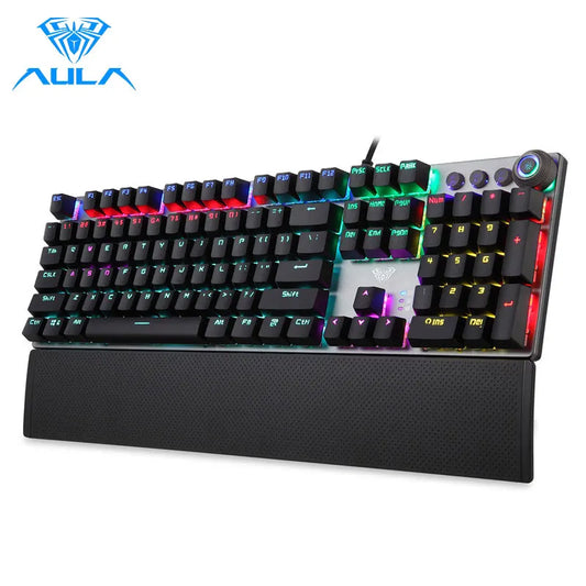 AULA F2088 Mechanical Gaming Keyboard Anti-ghosting 104 Brown Blue Switch Wired Mixed Backlight Keyboard for Game Laptop PC