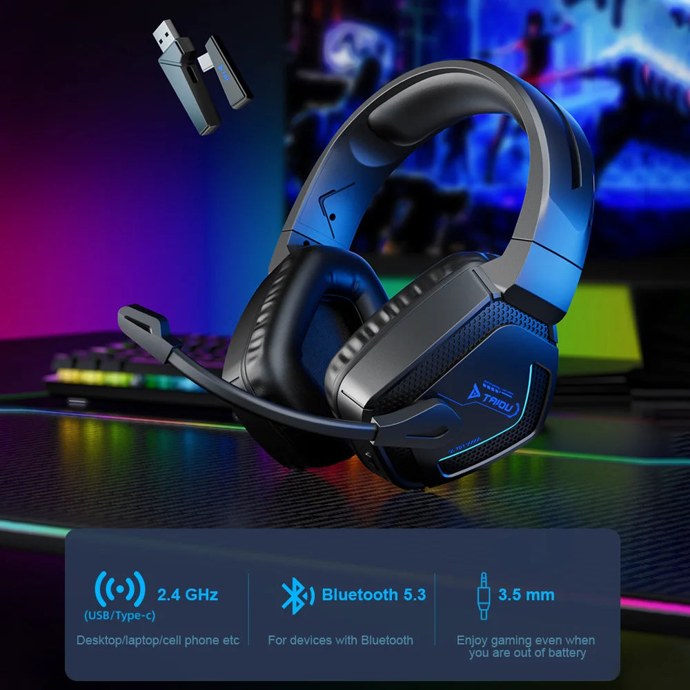 TAIDU T01 Gaming Headset High Quality Wireless Bluetooth Headphones 50mm Wired Quad-mode Earphone Gamer's Choice For PC Laptop