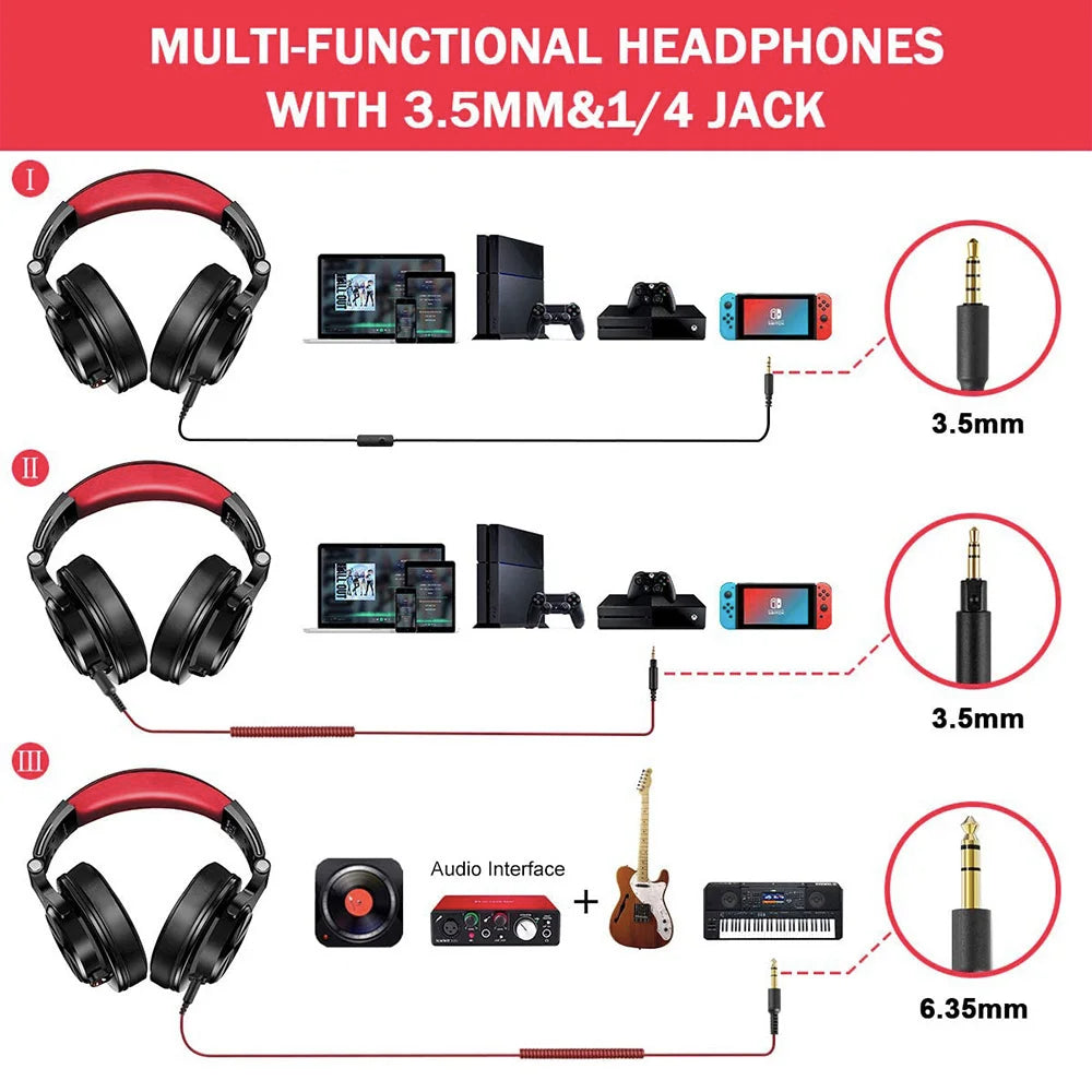 Oneodio Wired Over Ear Headphone With Mic Studio DJ Headphones Professional Monitor Recording & Mixing Headset For Gaming