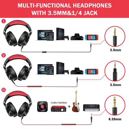 Oneodio Wired Over Ear Headphone With Mic Studio DJ Headphones Professional Monitor Recording & Mixing Headset For Gaming