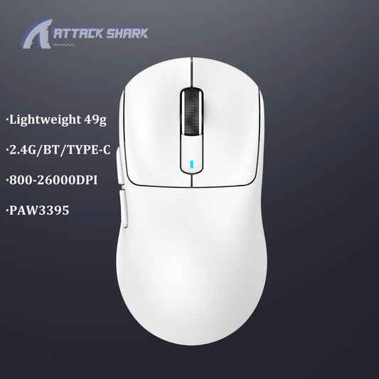 Attack Shark X3 Paw3395 Mouse Tri-Mode 2.4G BT Wireless Lightweight Ergonomics E-Sports Mouse Gamers Accessory