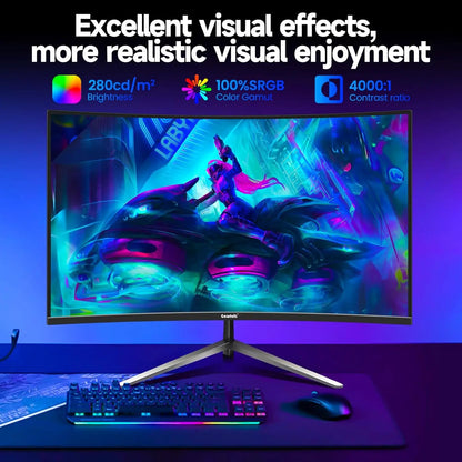 Gawfolk 32 Inch Gaming Monitor Curved 1800R, 180Hz PC Monitor Full HD 1080P, Rahmenloses 1500R Curved