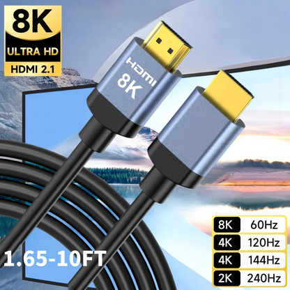 10k 8k 4k HDMI 2.1 Cable 48Gbps Ultra High Speed hdmi Cord 8K60 4K120 144Hz eARC HDR10 Compatible with Roku TV/PS5/HDTV/Blu-ray