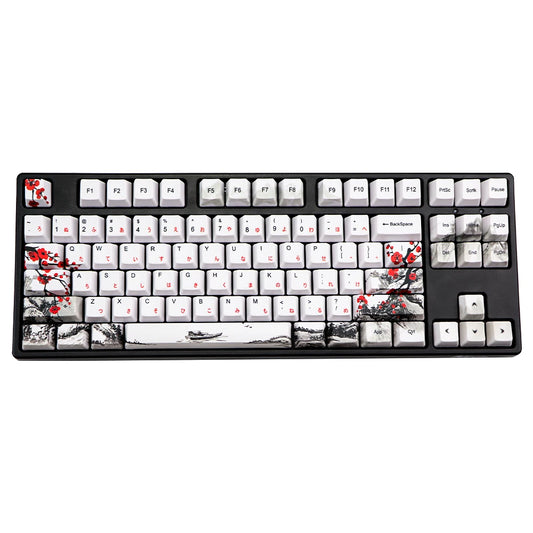 Top Novelty allover DYE Sub Plum Blossom OEM Profile Keycap For 61/64/68 diy Mechanical Keyboard Korean Japanese Character