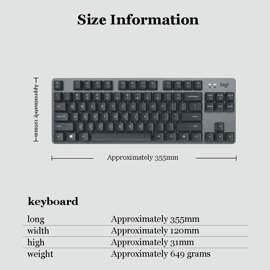 Logitech K835 TKL Mechanical keyboard Wired Gaming Keyboard TKL 84-key Floating keycap For Laptop PC Office Gamer Keyboard