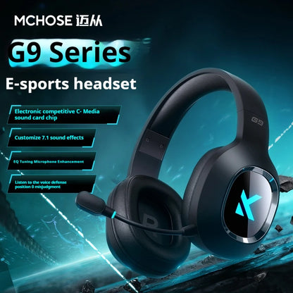 MCHOSE G9 Pro Gaming Headphones Tri-mode 2.4G AI Noise Canceling Microphone Hifi Customized Gaming Headset Pc Gamer Accessories