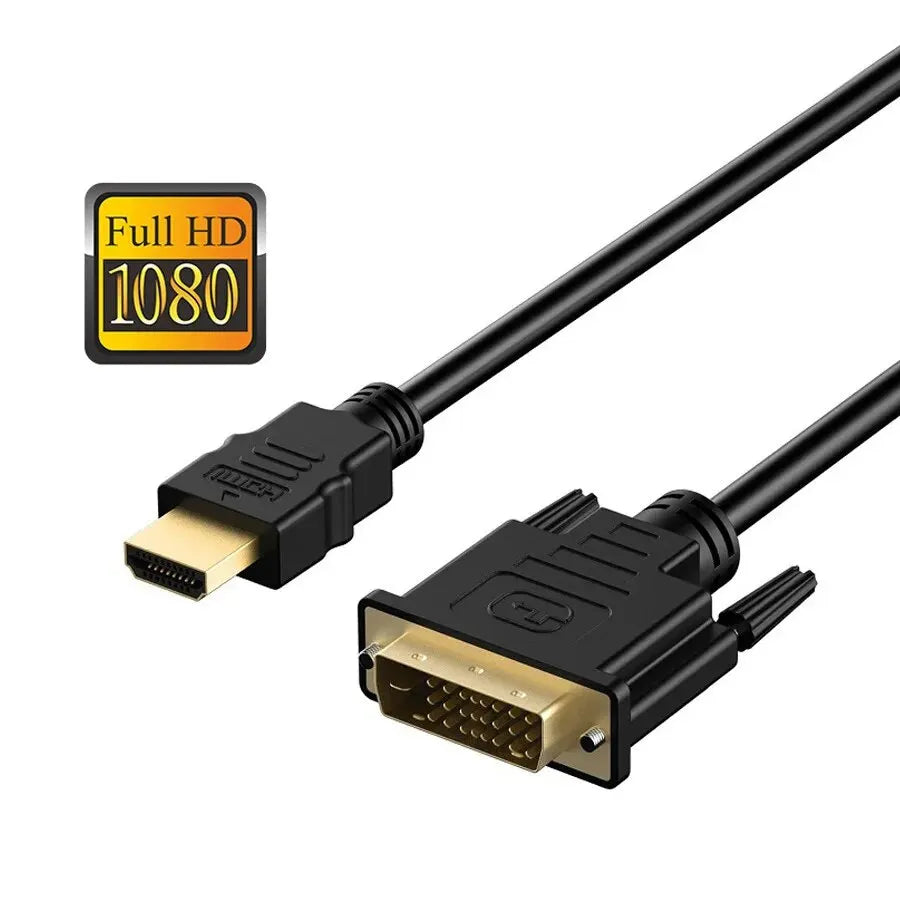 DVI To HDTV Cable HDMI To DVI Compatible Cable 1.5M 3M 1080P 3D DVI D 24 1 Pin Adapter Cables For TV BOX DVD PC Projector