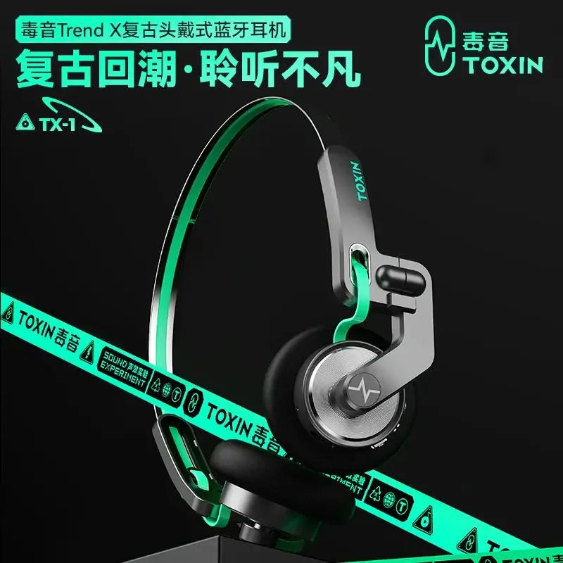 Trendx Tx-1 Headset Wireless Bluetooth Retro Surround Sound Stereo Lightweight Metallic Noise Reduction Sports Gaming Headset