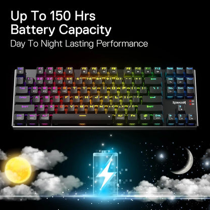 Redragon K556 PRO TKL Wireless RGB Gaming Keyboard 80% 87 Keys BT/2.4Ghz Tri-Mode Hot-Swap Mechanical Keyboard