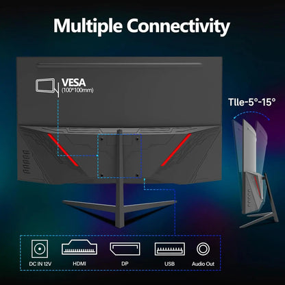 Gawfolk 32 Inch Gaming Monitor Curved 1800R, 180Hz PC Monitor Full HD 1080P, Rahmenloses 1500R Curved