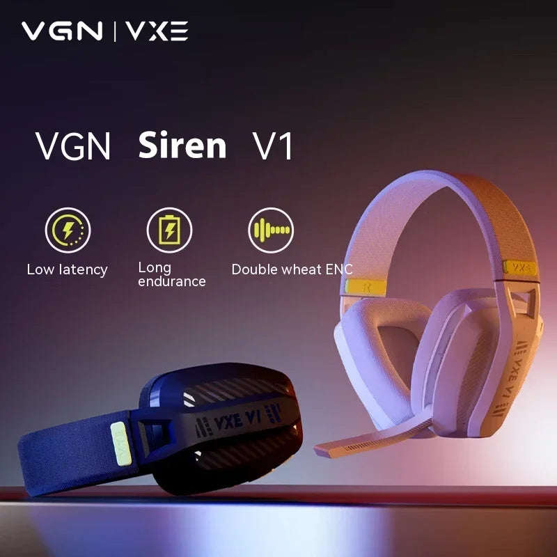 VGN VXE Siren V1 Wireless Headset Two Mode Bluetooth 5.3 2.4G FPS Gaming Headset Earphone Low Latency Light Weight Customize