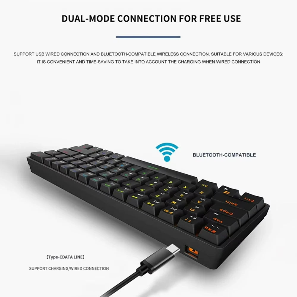 K28 Gaming Mechanical Keyboard Two Mode Wireless Bluetooth or Wired Hot Swap LED Backlit Axis Keyboard for Games and Work