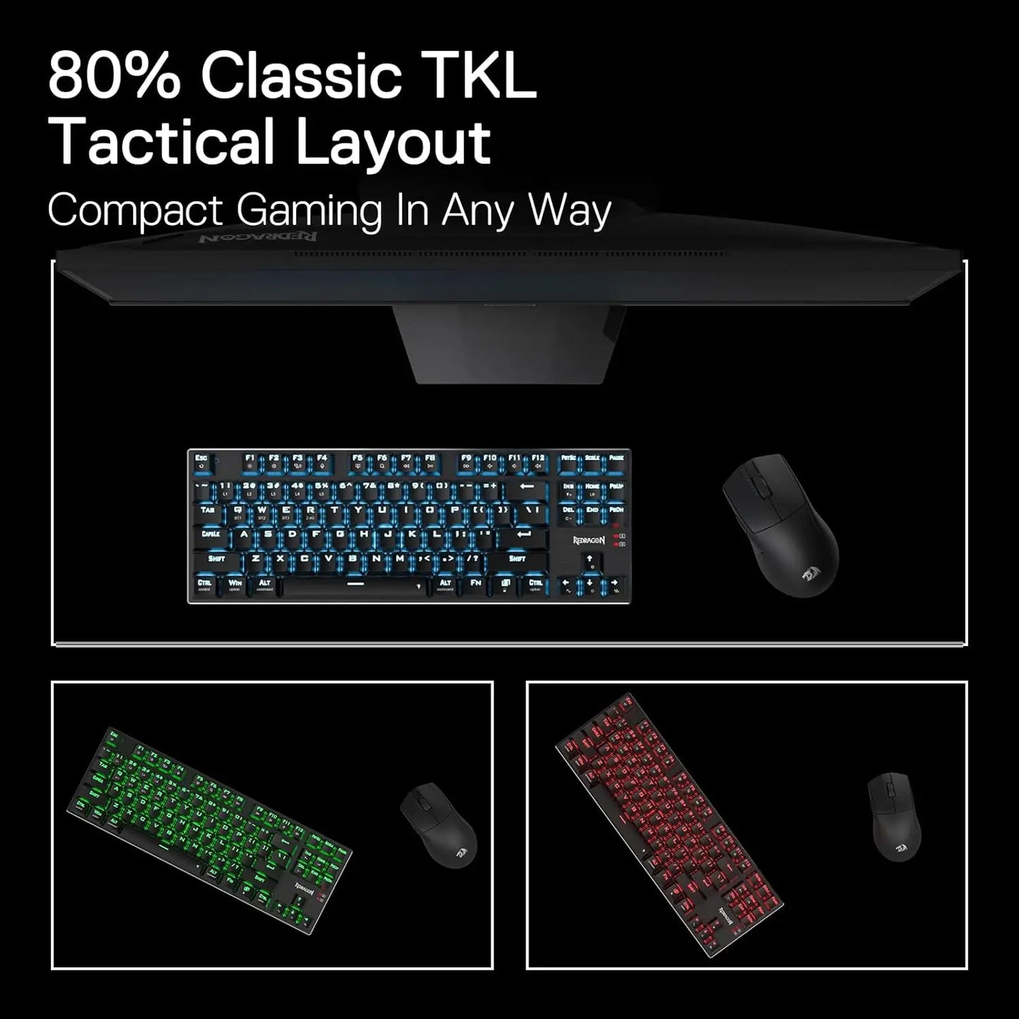 Redragon K556 PRO TKL Wireless RGB Gaming Keyboard 80% 87 Keys BT/2.4Ghz Tri-Mode Hot-Swap Mechanical Keyboard